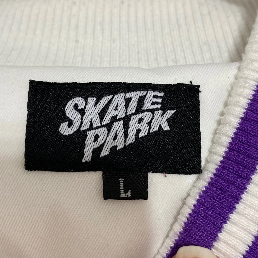 Skate Park Los Angeles Black Mamba Puffer Varsity Jacket White Purple Mens Large